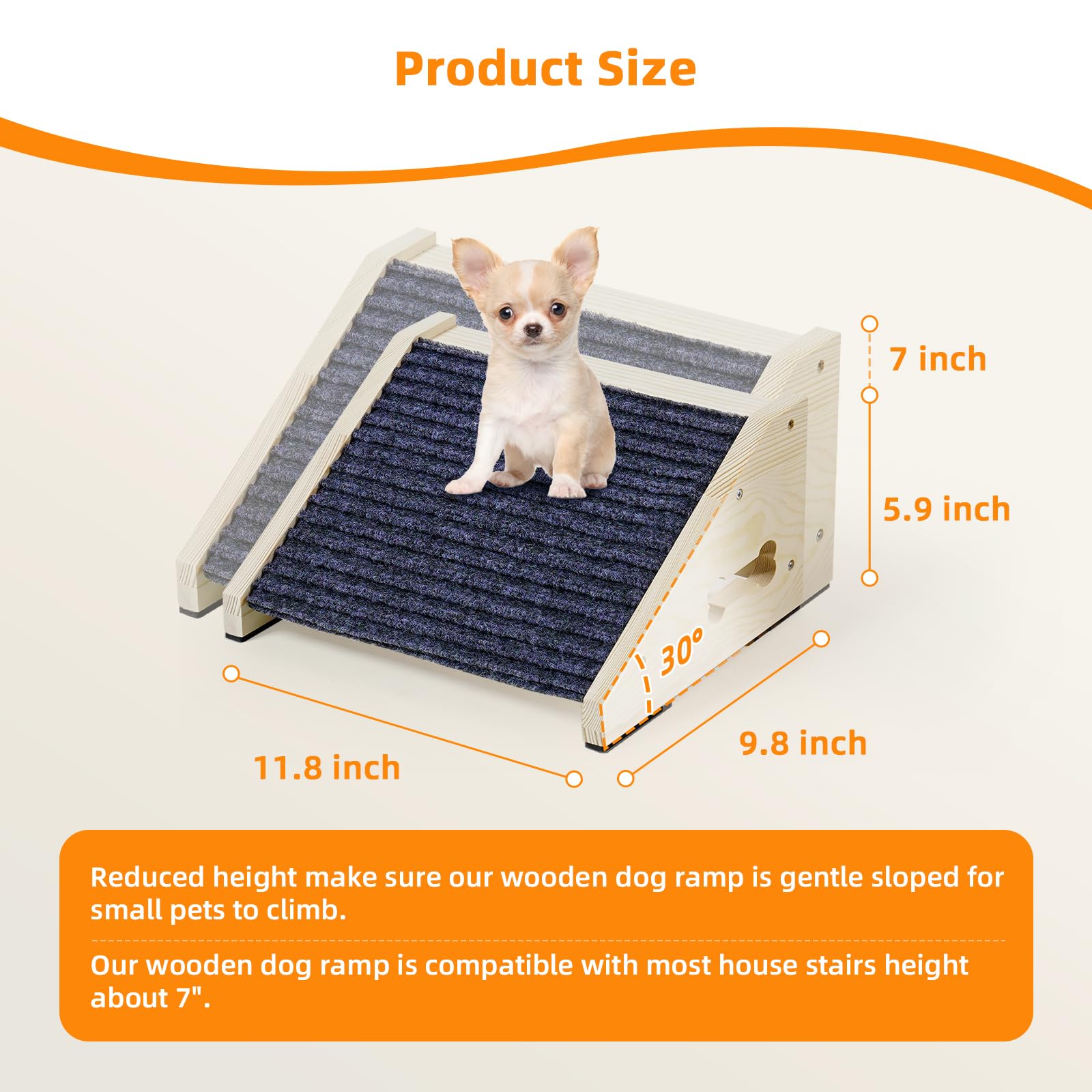 INRLKIT rampe-chien-bois-gris capacite-154-lb — support fiable pour chiens de grande taille.