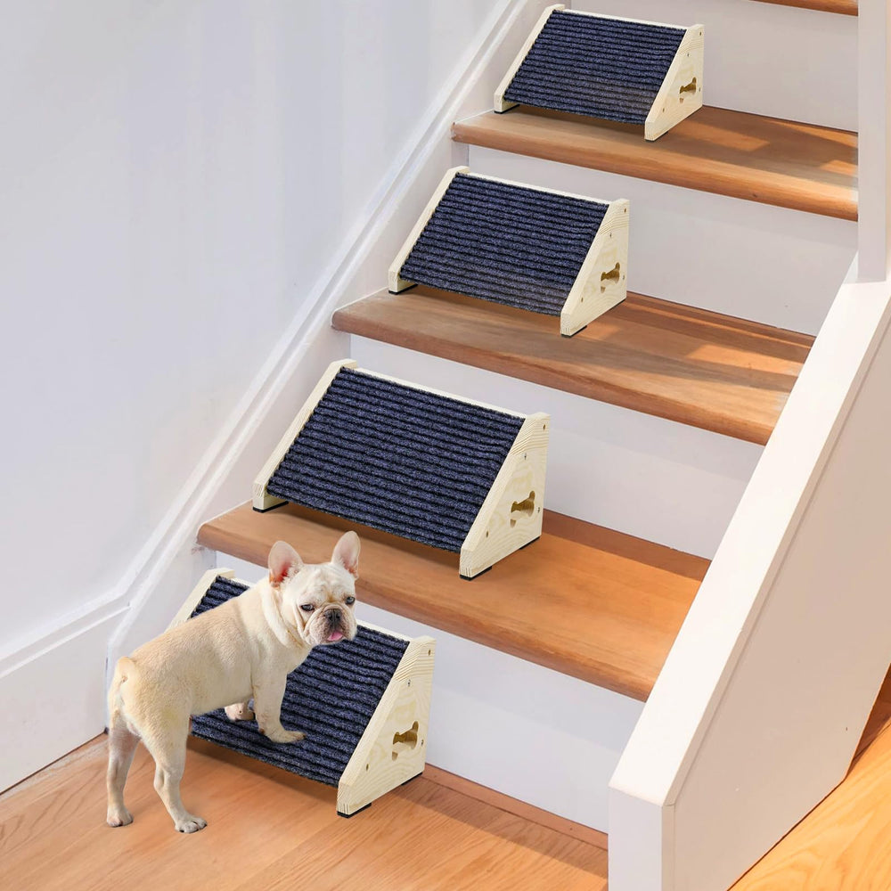 INRLKIT rampe-chien-bois-gris utilisation-chats-chiots — adaptée aussi pour chats et chiots.