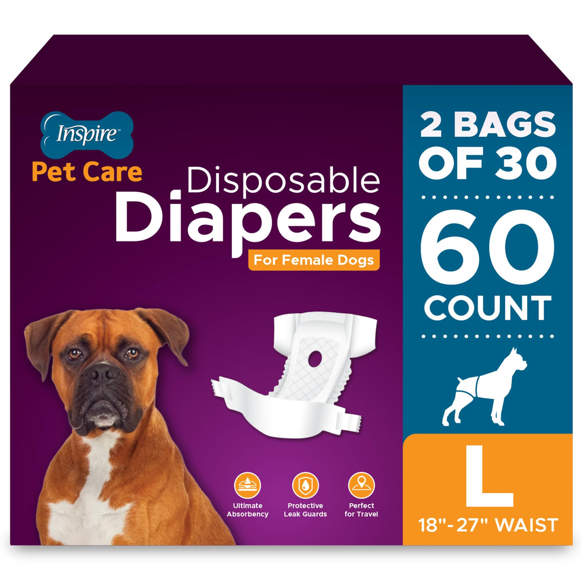 Inspire Pet Care: couches pour chienne femelle emballage pratique