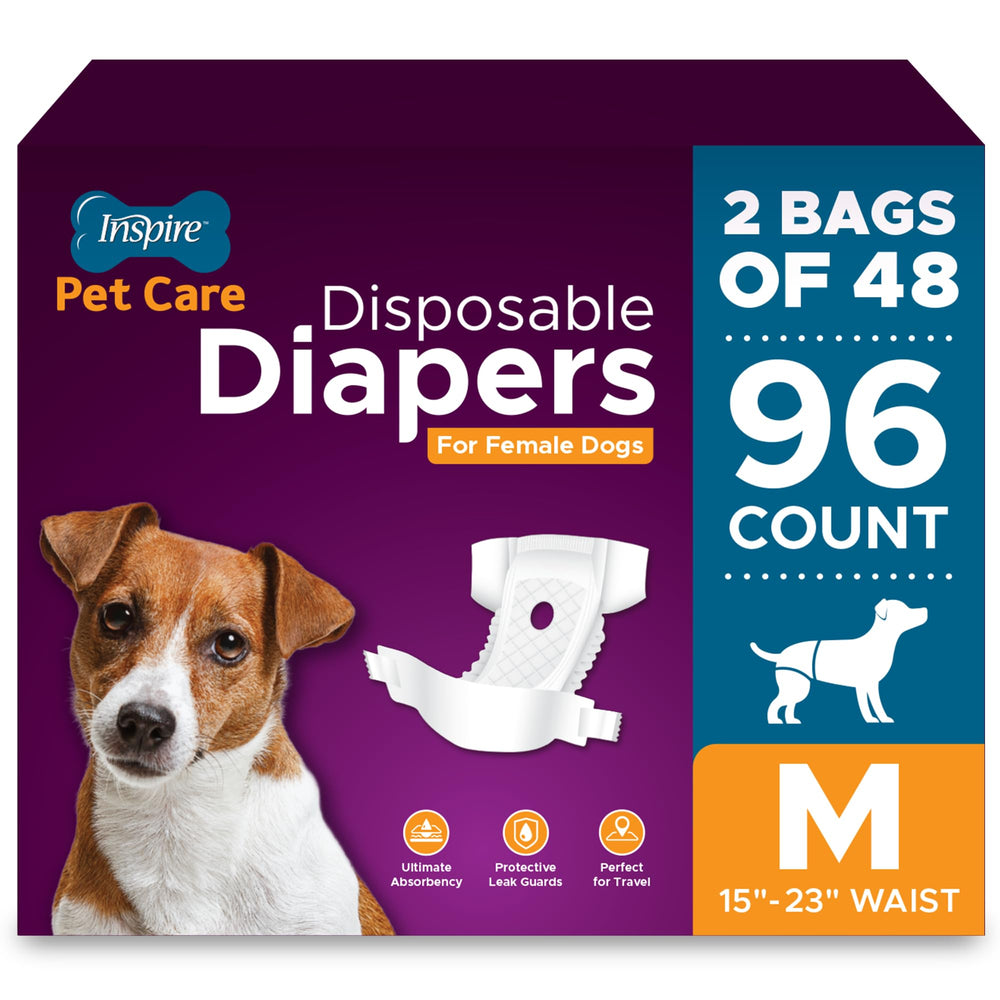 Emballage Inspire Pet Care pour couches-chien-femelle, pratique et économique.