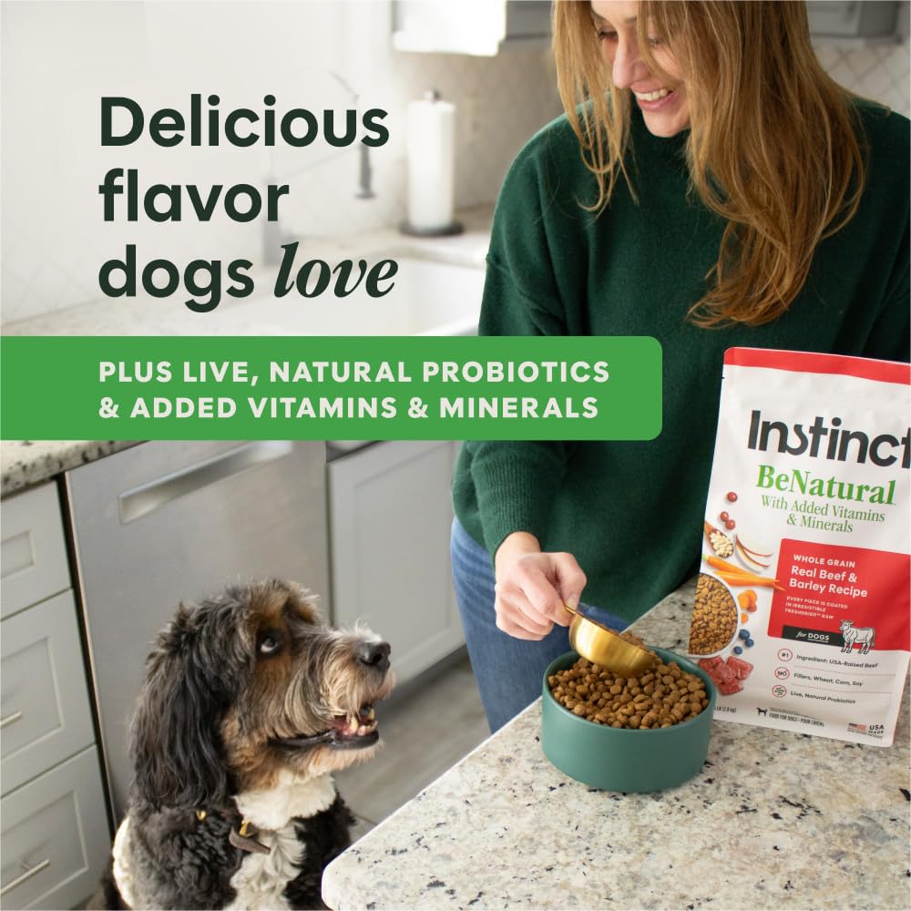 Ingrédients naturels Instinct BeNatural, sans maïs ni additifs.