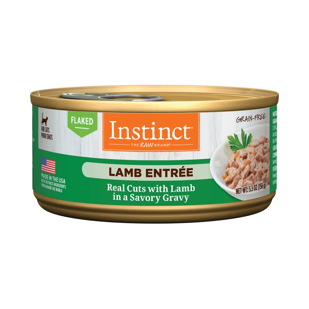 Instinct boites chat agneau effilees dans sauce: texture tendre et hydratante.