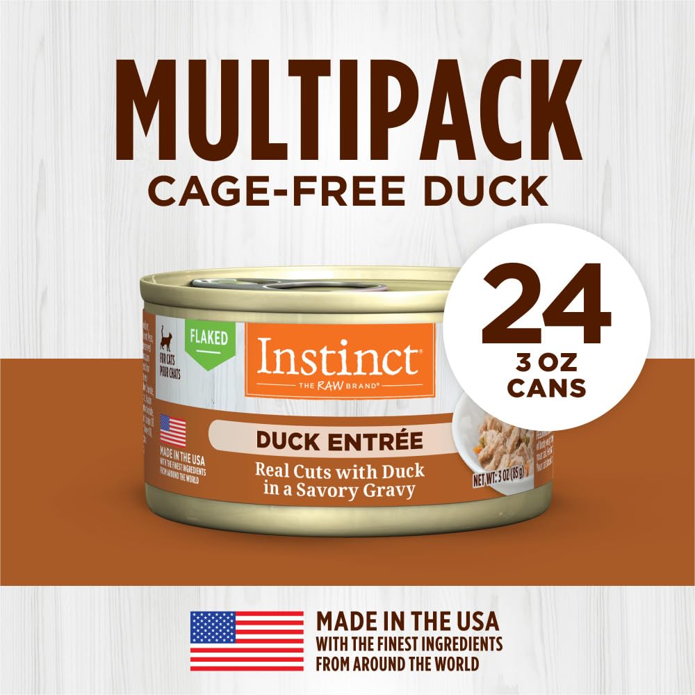 Instinct Canard: formulation USA, ingredients du monde entier pour une alimentation complete.
