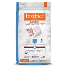 Instinct Dinde séchée sans céréales – sac 11 livres, alimentation simple pour chats sensibles.