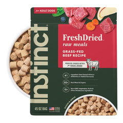 Instinct FreshDried Bites, emballage 45 oz, repas pratiques et équilibrés pour chien.