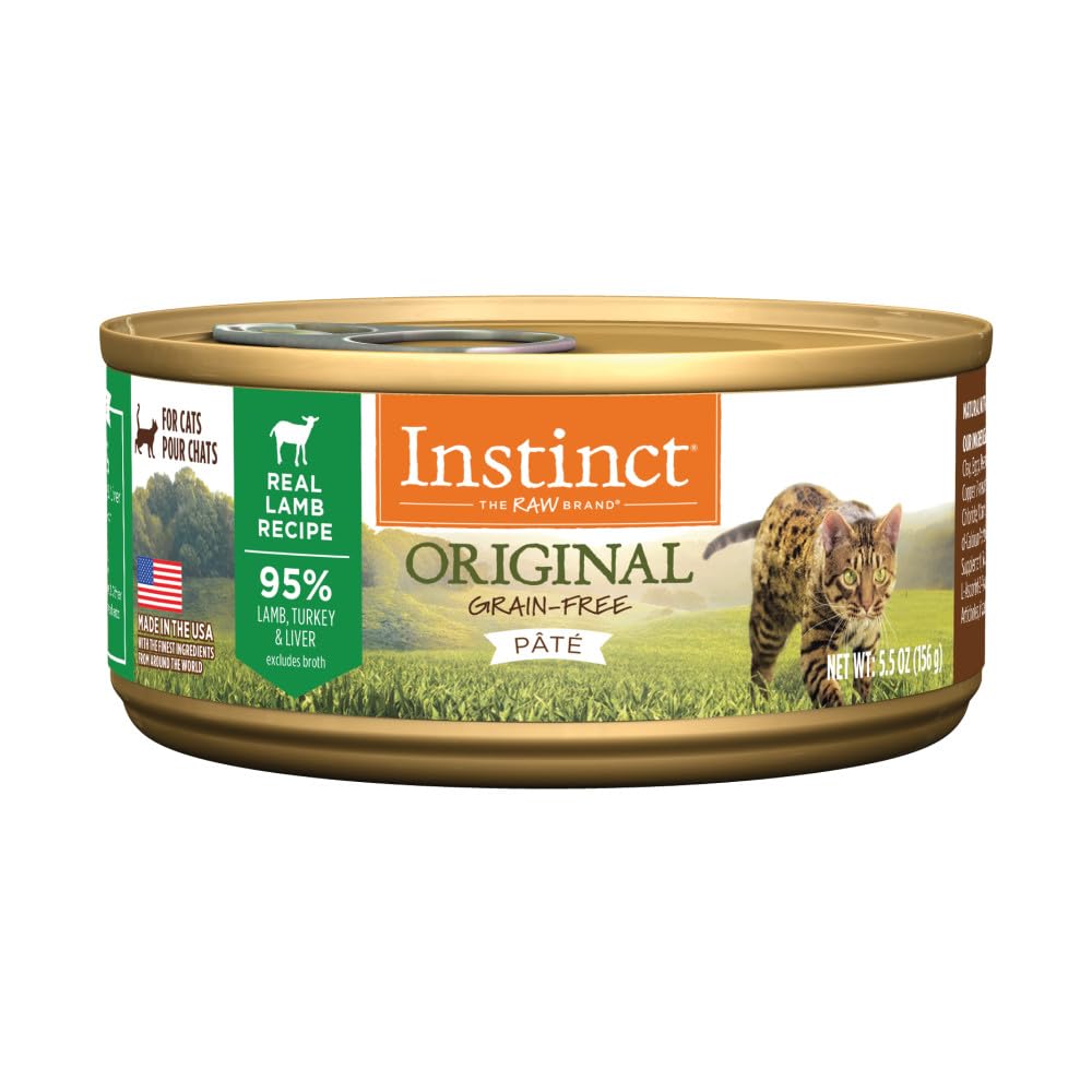 Instinct Original Agneau Pate, boîte protectrice avec protéine élevée pour chats actifs.