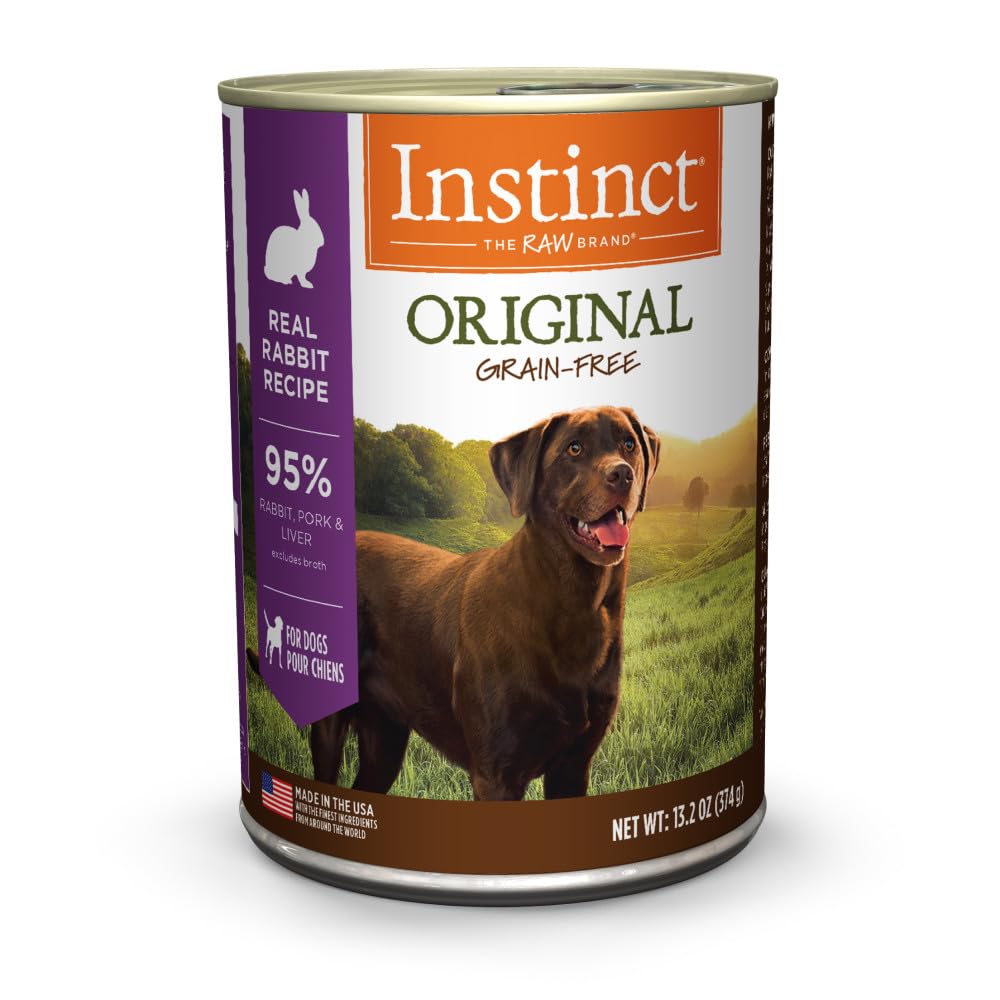 Instinct Original conserve lapin – repas riche en protéines pour chiens actifs.