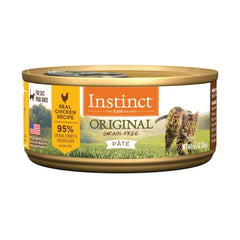 Instinct Original présente une boîte de pâtée chat au poulet réel pour une protéine élevée.
