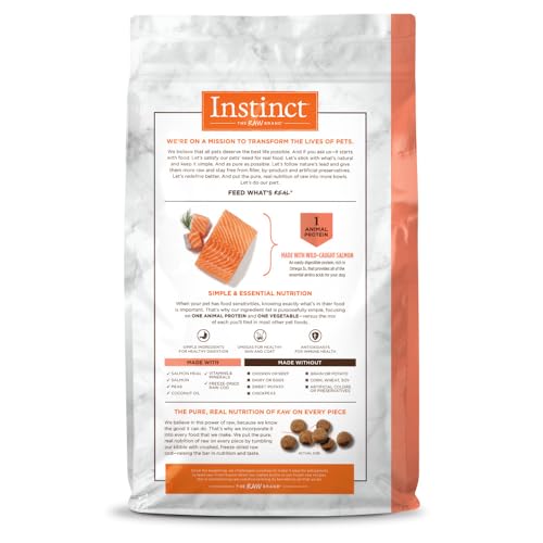 Instinct croquettes saumon réel, protéine unique pour digestion douce.