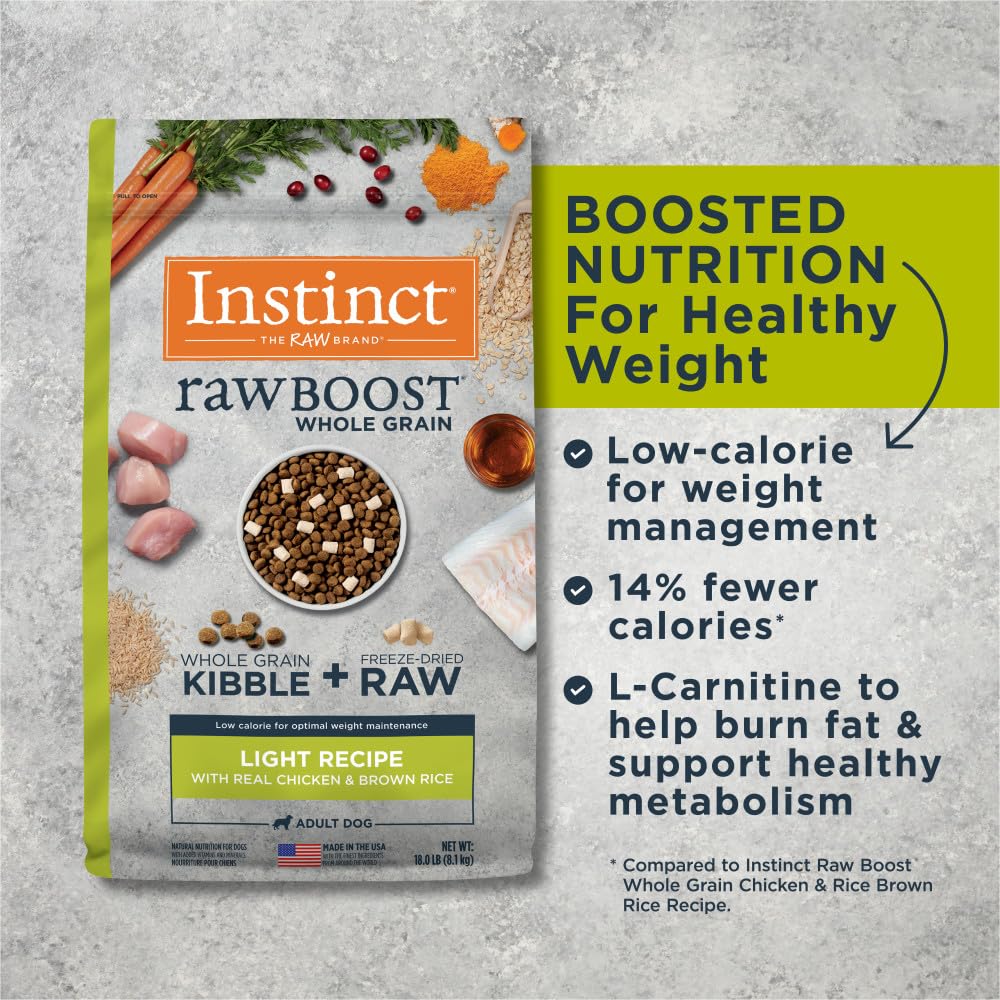Instinct Raw Boost Light ingrédients provenant des États-Unis, qualité premium.