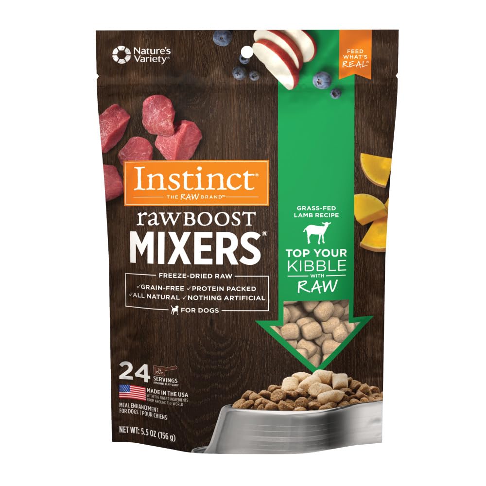 Instinct Raw Boost Mixers dans un bol servi, texture appétente et variété au repas.