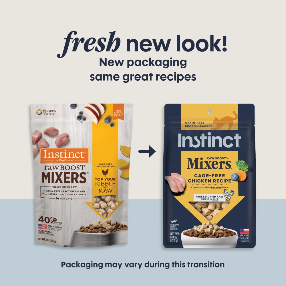 Instinct Raw Boost Mixers – fruits et légumes, apport naturel en nutriments pour chats actifs.