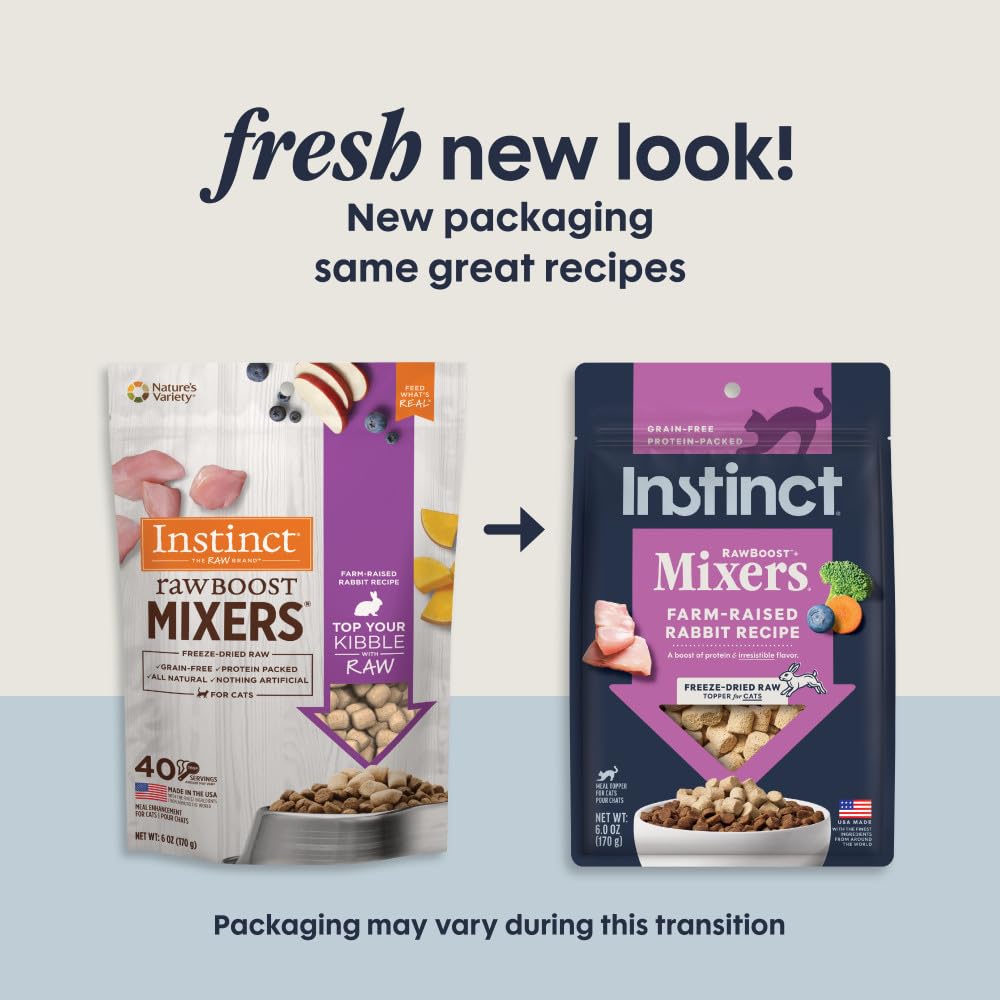 Instinct Raw Boost Mixers : ingrédients lapin fermier affichés.