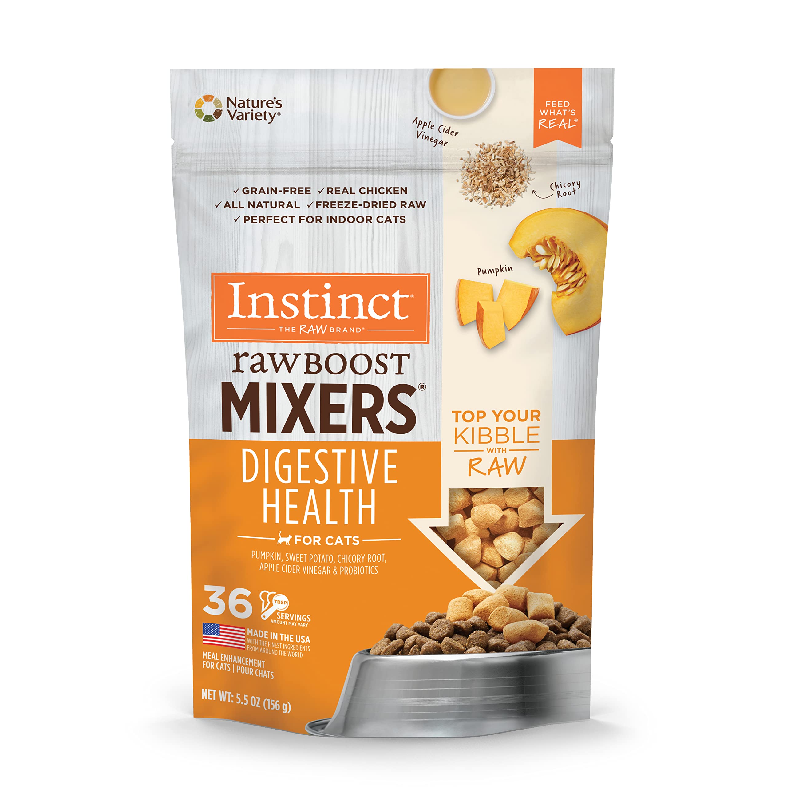 Instinct Raw Boost Mixers: bouchées crus lyophilisées pour soutien digestif