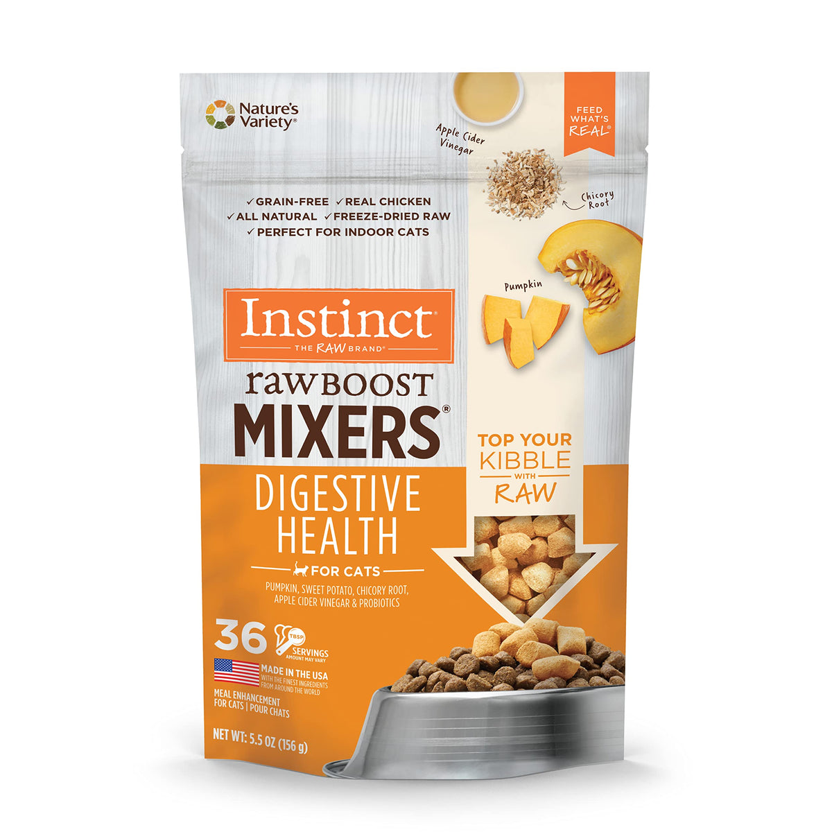 Instinct Raw Boost Mixers: bouchées crus lyophilisées pour soutien digestif