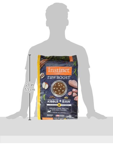 Instinct Raw Boost probiotiques omegas : soutien digestif et pelage sain.