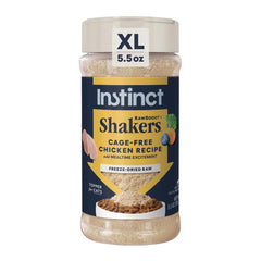 Bouteille Instinct Raw Boost Shakers poulet, dosage pratique pour les repas du chat.