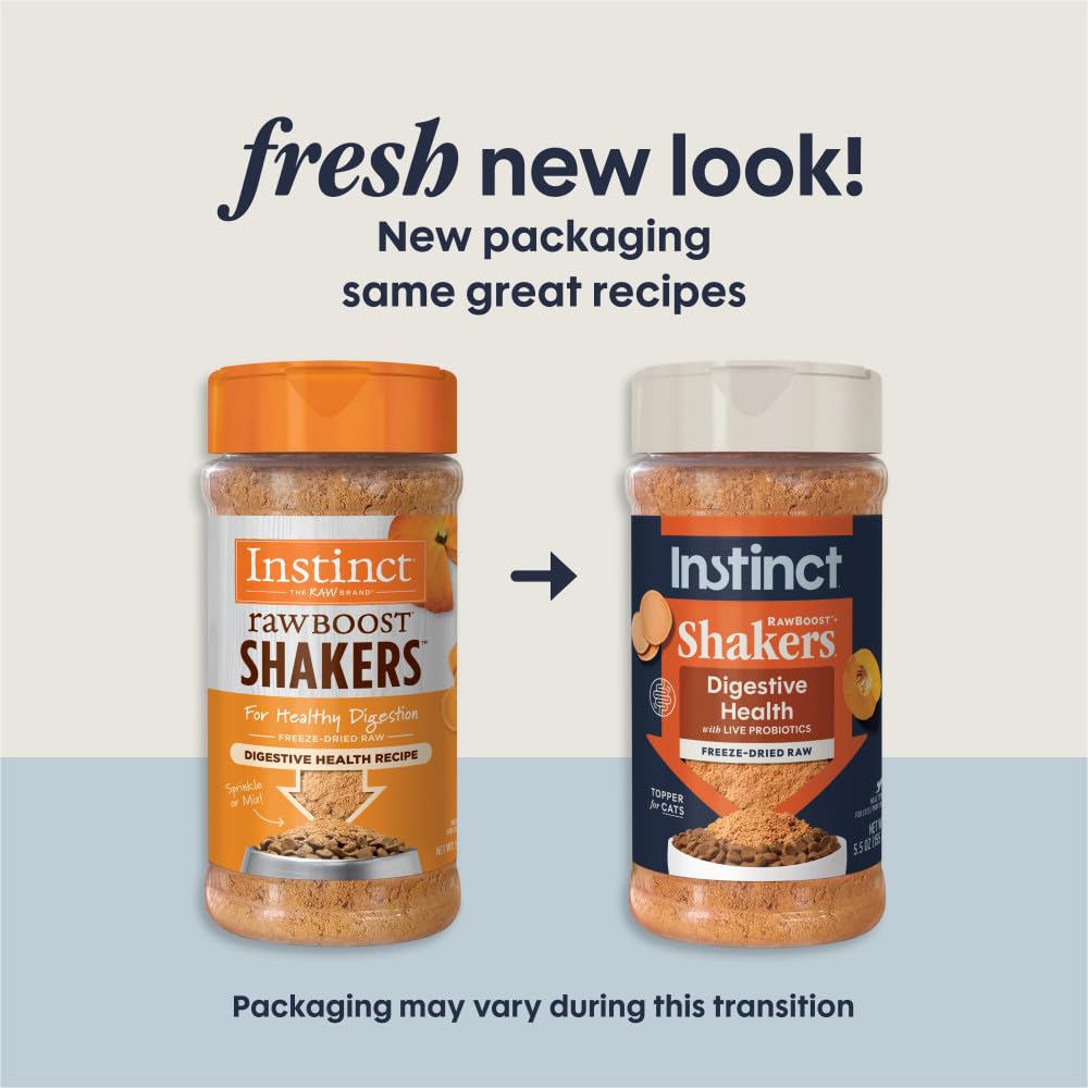 Instinct Raw Boost Shakers, poudre lyophilisée, préserve nutriments et saveur naturelle.