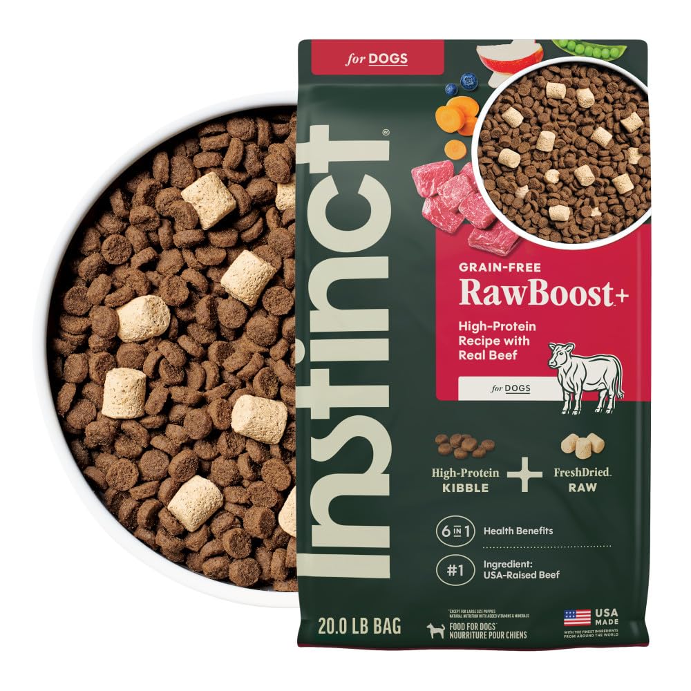 Instinct RawBoost boeuf reel premier ingrédient soutient muscles maigres et énergie