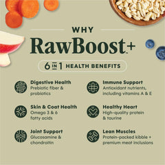 Instinct RawBoost mélange FreshDried Raw, expérience gustative riche et nutrition renforcée.