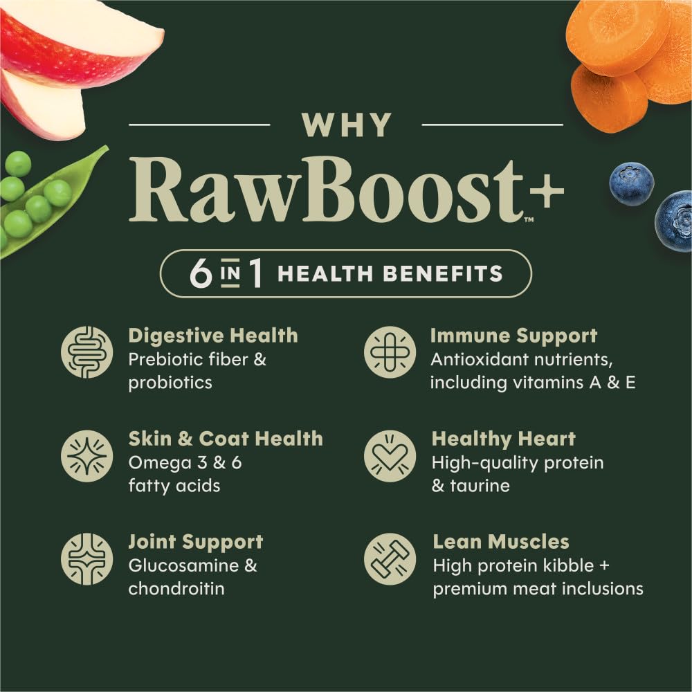 Ingrédients naturels et fruits : équilibre nutritionnel pour chien.