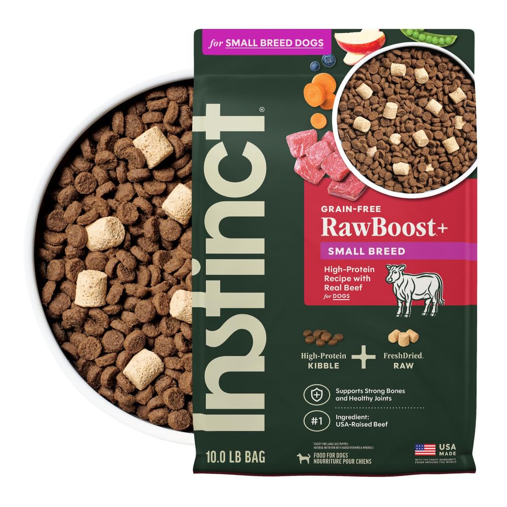Instinct RawBoost petit chien croquettes croustillantes pour texture appétente