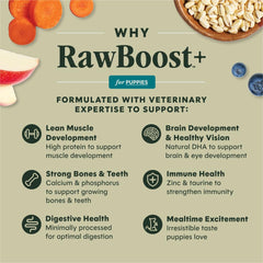 Instinct RawBoost chiot : morceaux crus frais pour texture et nutrition.