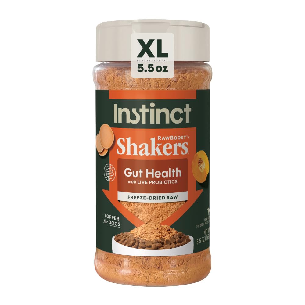 Instinct RawBoost Topper pour chien, bouteille, apportant saveur et soutien digestif.