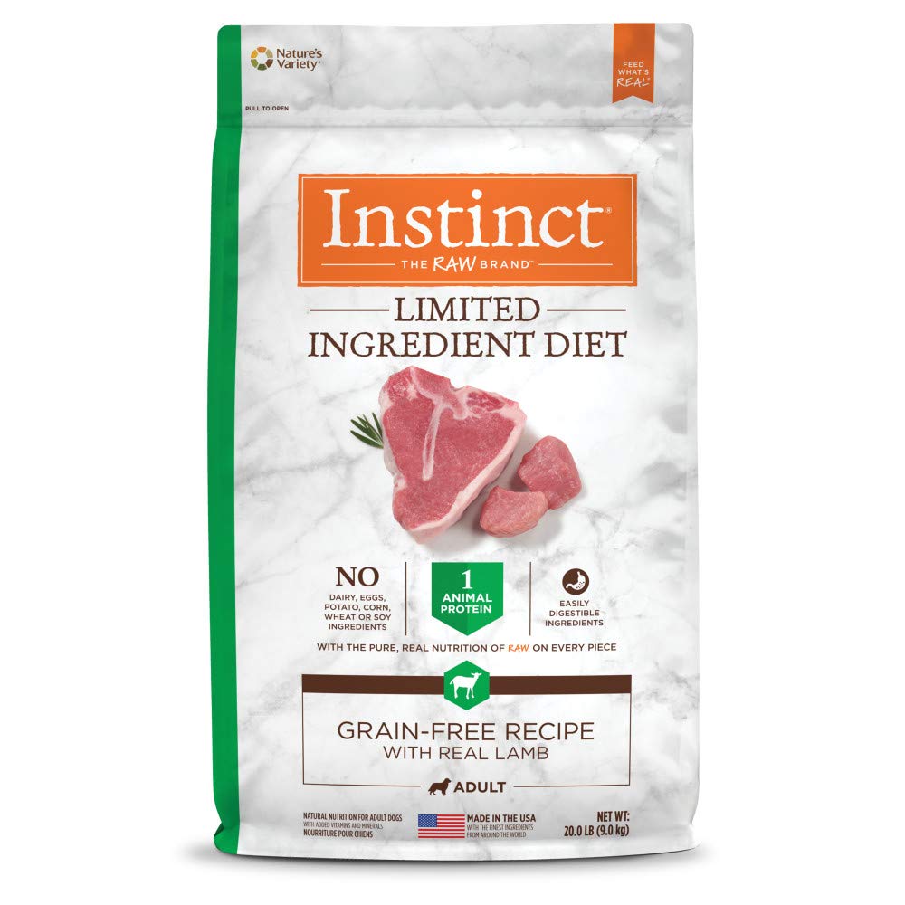 Instinct régime ingrédients limités – agneau unique pour chiens sensibles.