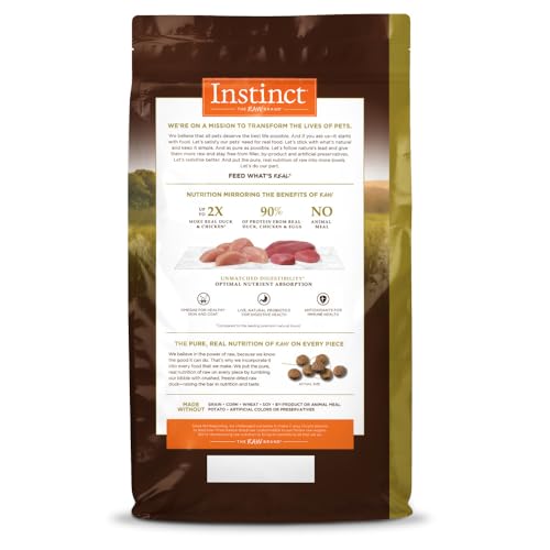 Instinct Ultimate Protein : enrobage canard seche, texture et saveur amelorees.