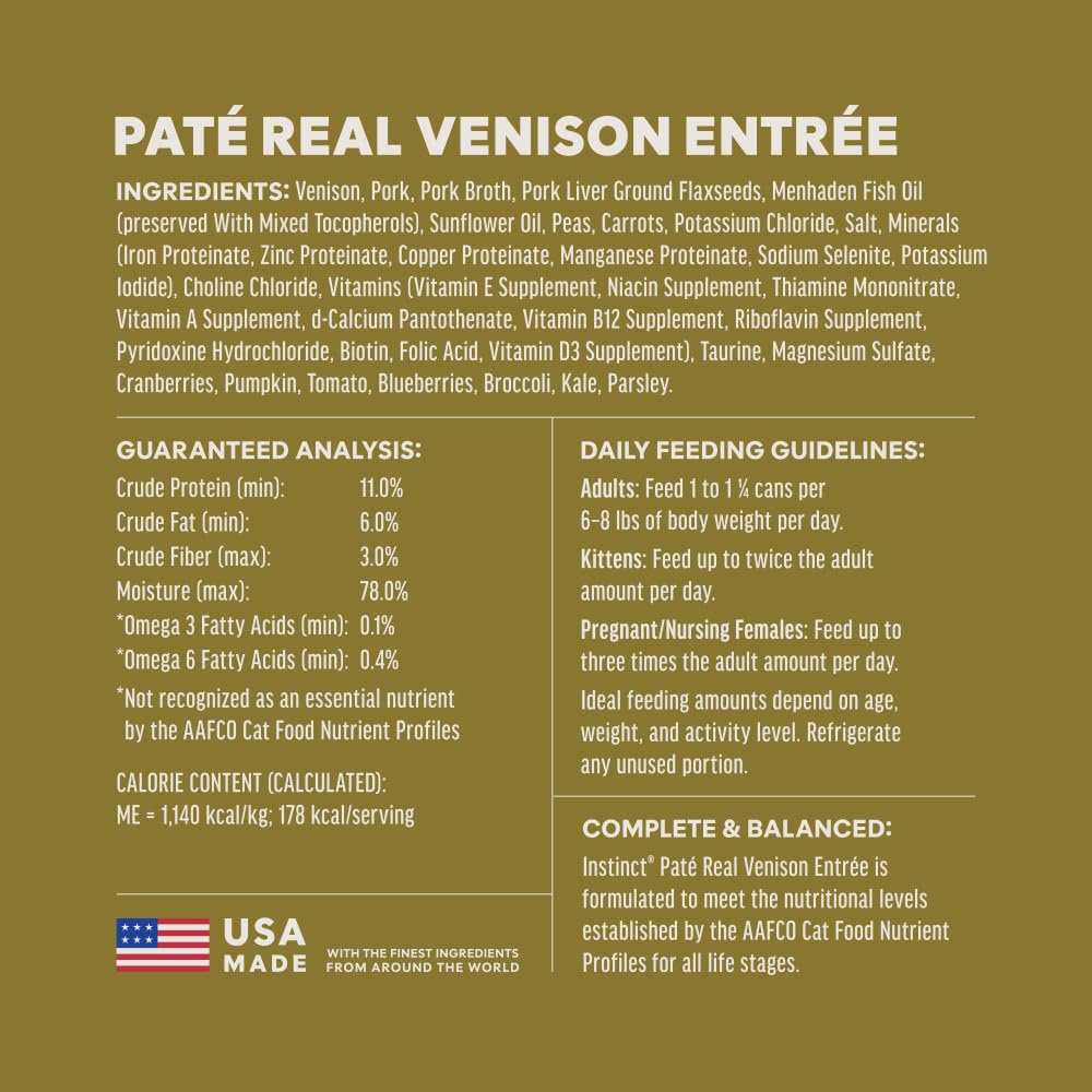 Instinct Venaison Pâté chat, facile à intégrer avec d'autres recettes Instinct