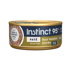 Instinct Venaison Pâté chat, boîte montrant texture crémeuse et apaisante pour chats actifs