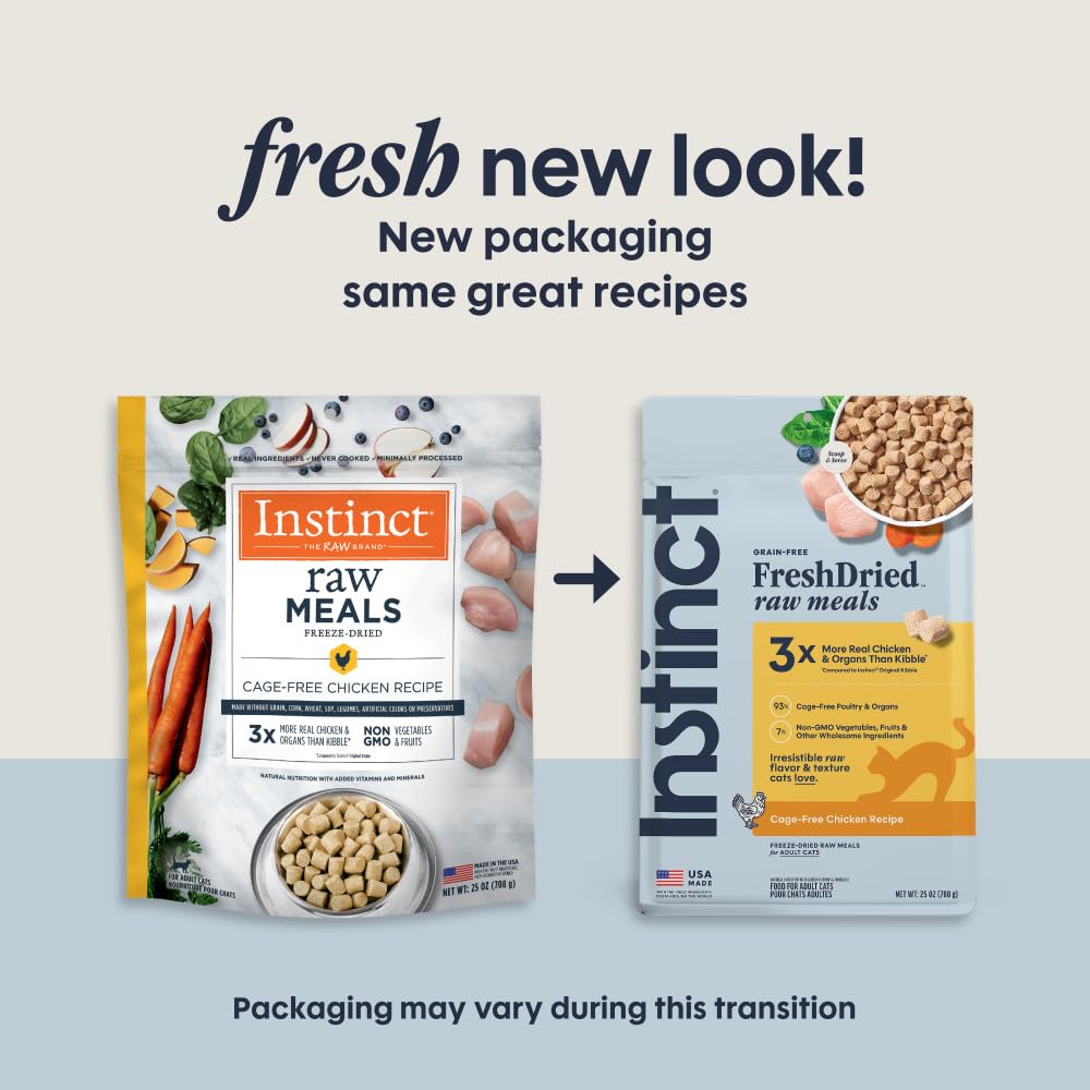 Instinct viande et organes 93 pour cent, nutrition dense pour chat.
