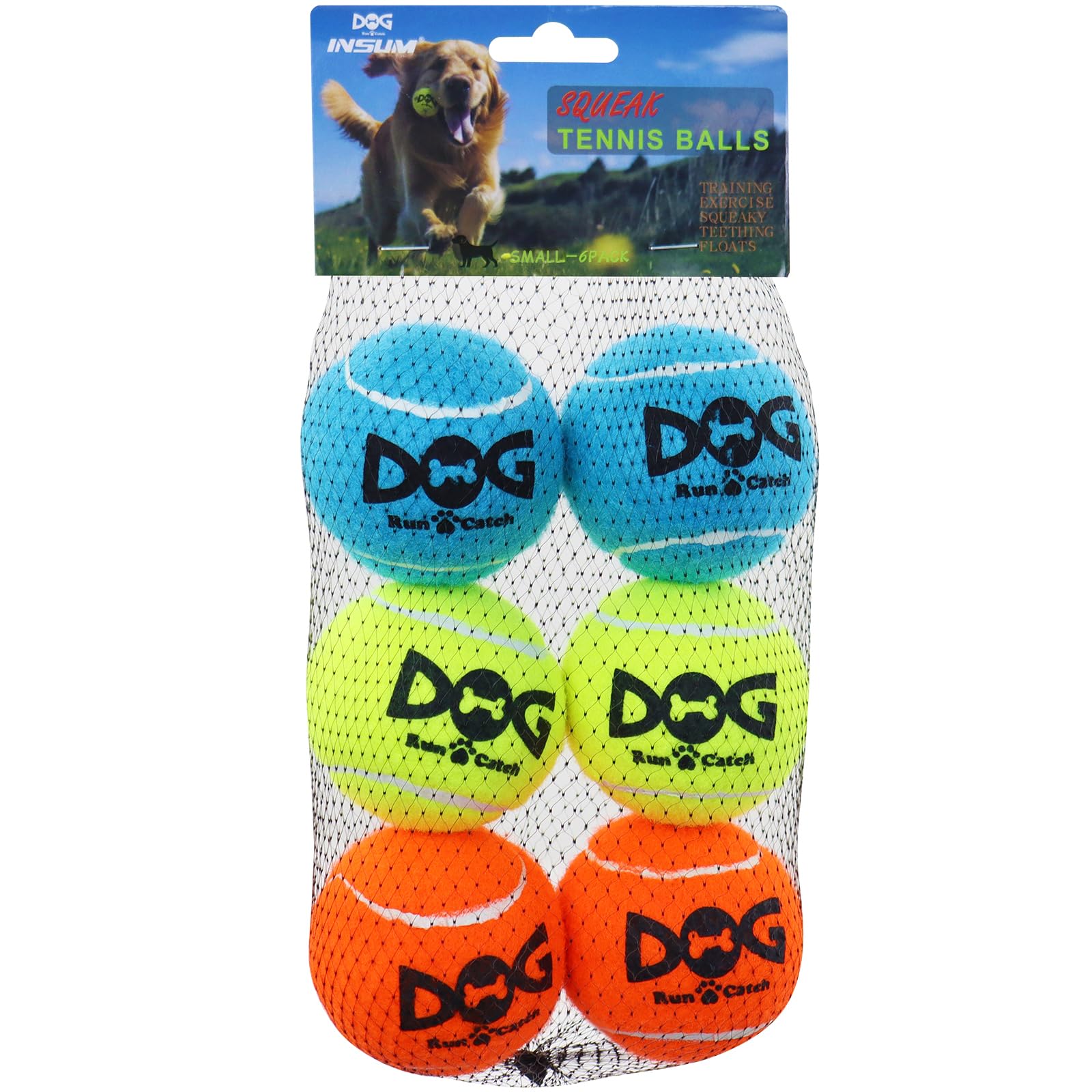 INSUM balle de tennis petite ensemble coloré, idéal pour varier les jeux et stimuler la reconnaissance des couleurs.