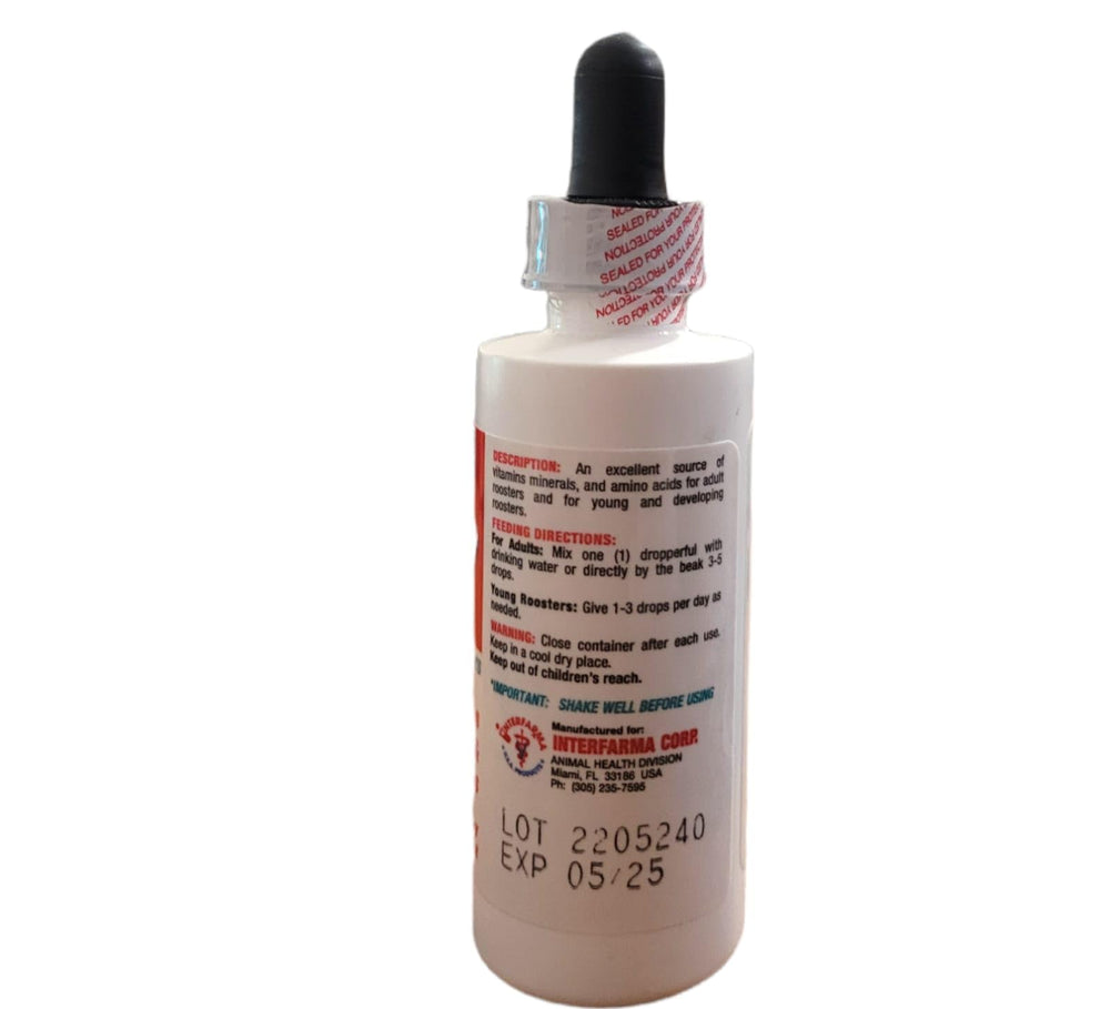 Interfarma Supertron B-12 : emballage compact pour le stock vétérinaire en élevage.