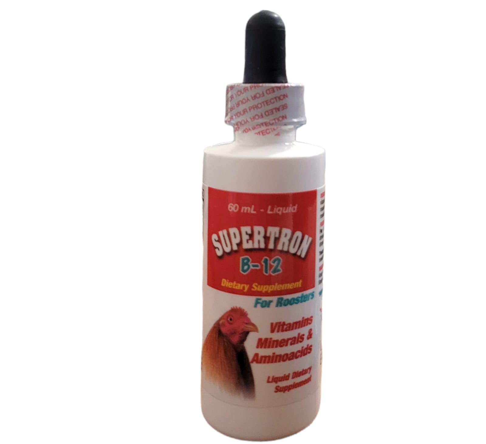 Interfarma Supertron B-12 : gouttes doseuses pour administration précise chez les coqs.