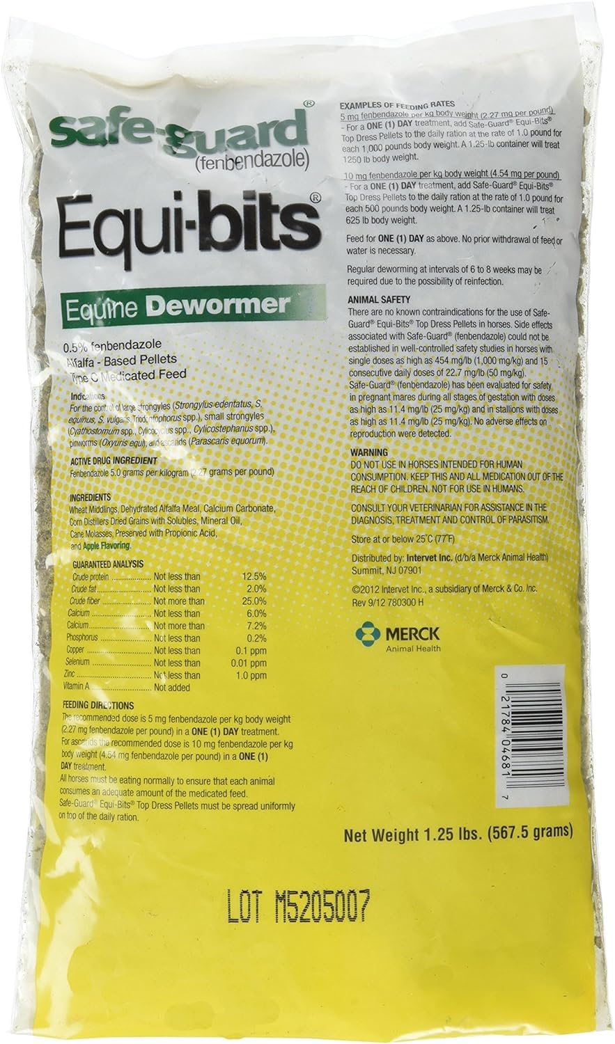 Intervet Safeguard granulés alfalfa dosage précis pour chevaux.