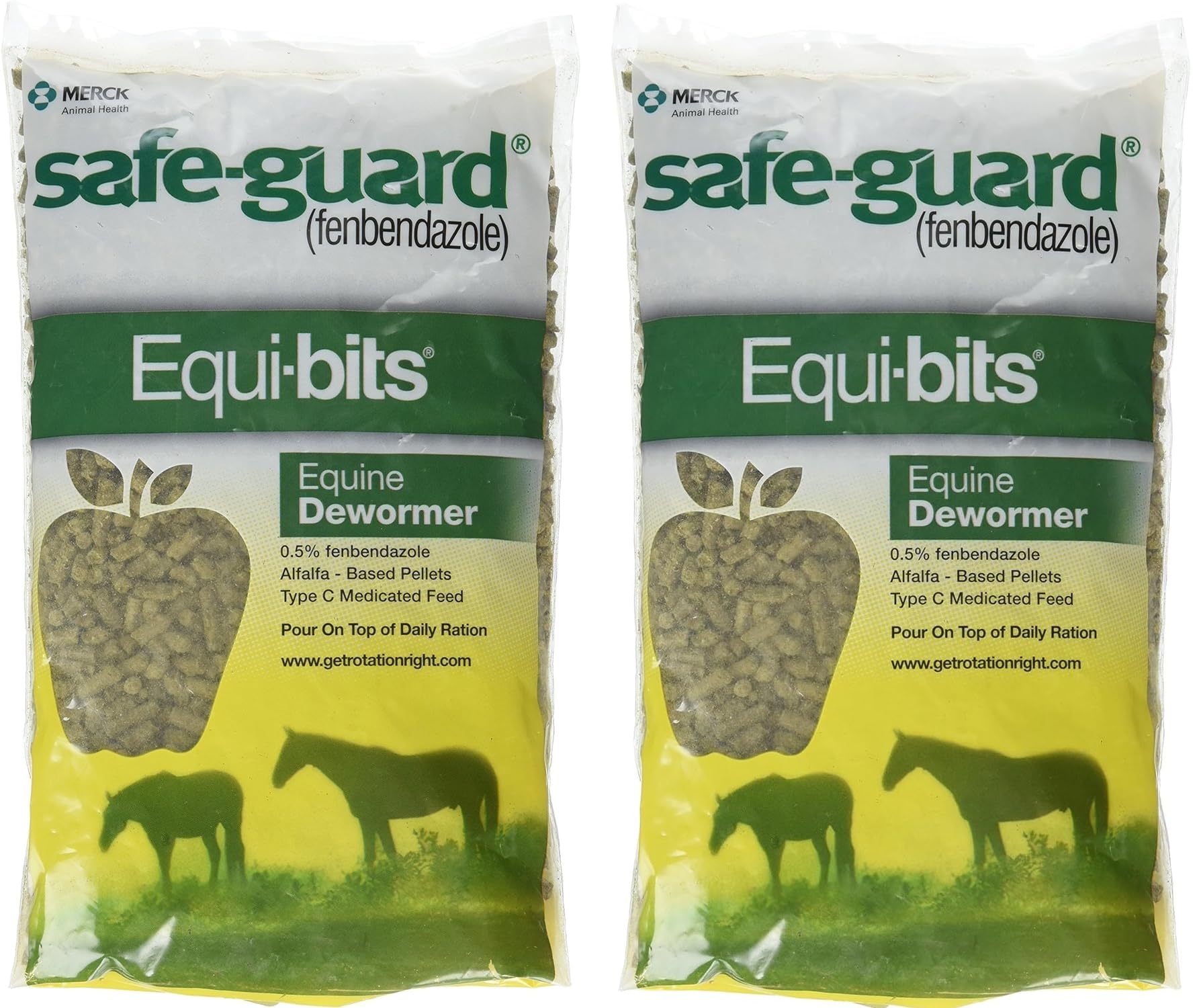 Intervet Safeguard granulés alfalfa emballage facilite l'administration et le stockage.