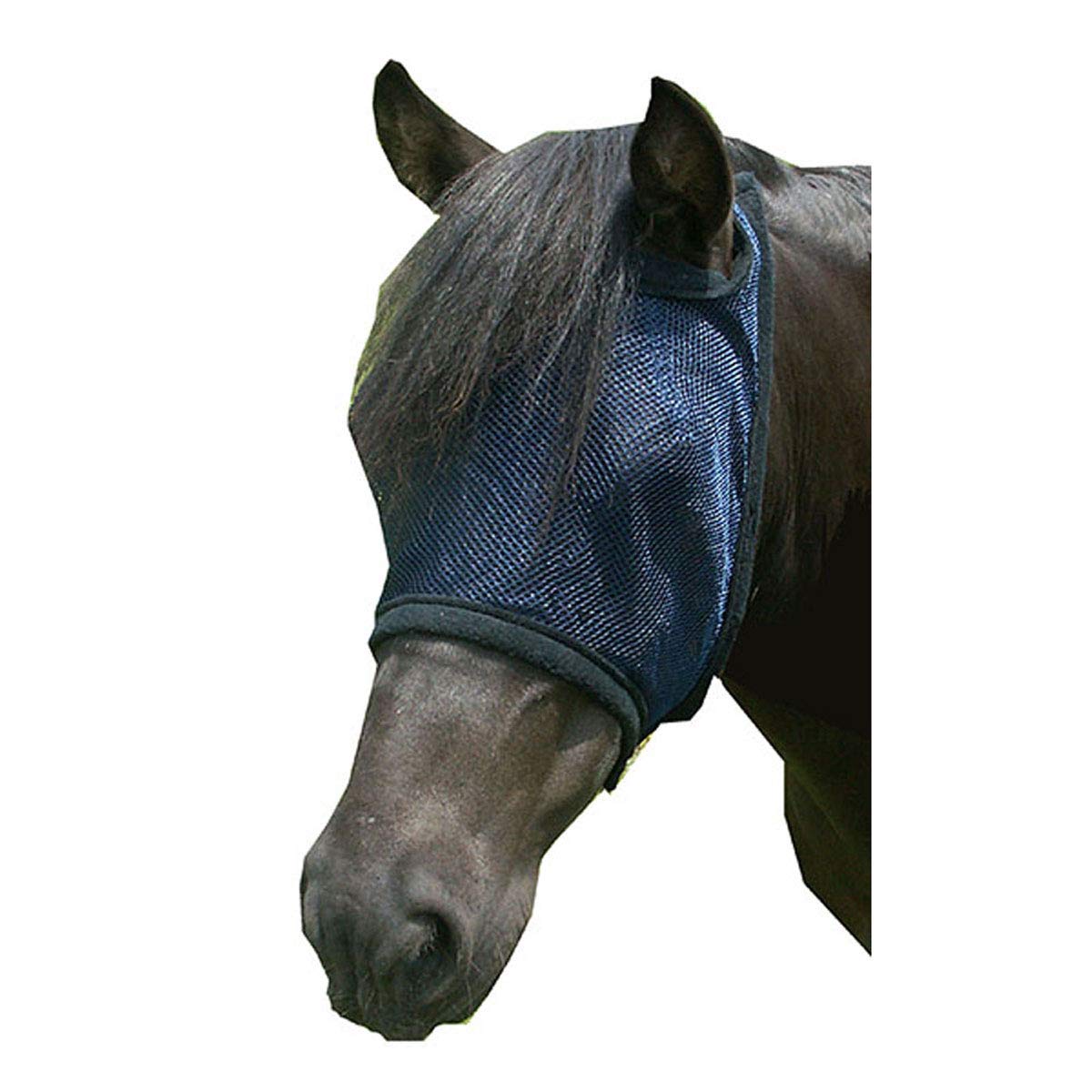 Masque anti-mouches Intrepid International pour cheval miniature bleu marine, protège du soleil et améliore la visibilité.