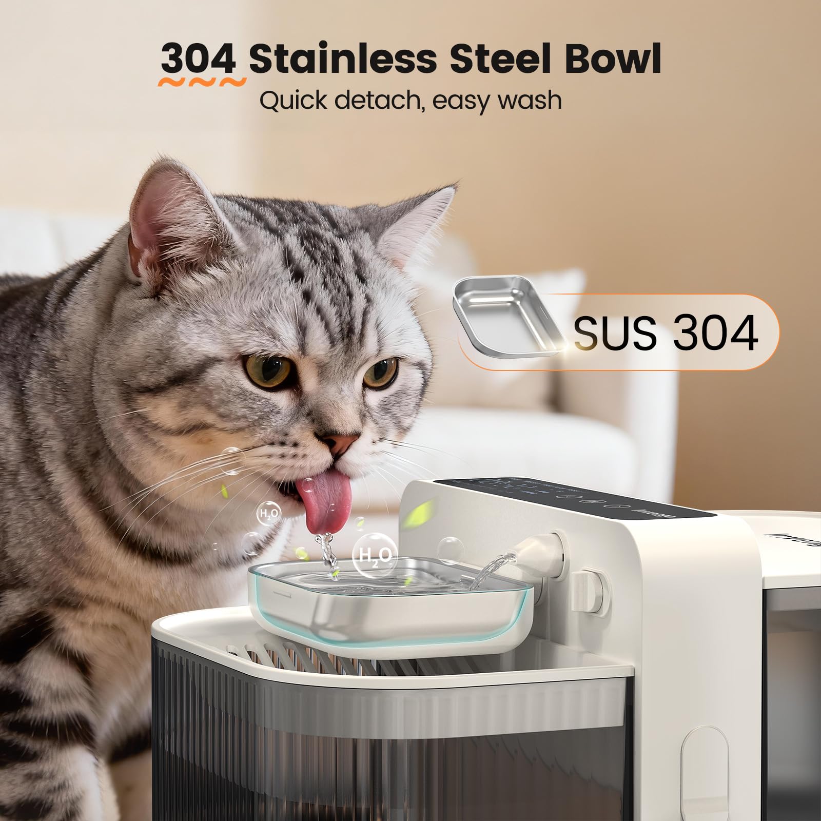 Invengo fontaine-chat silencieuse, fonctionnement quasi inaudible pour le salon.
