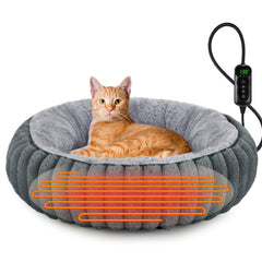 Lit chauffant INVENHO anneau 20 pouces, repos confortable pour chat et petit chien.
