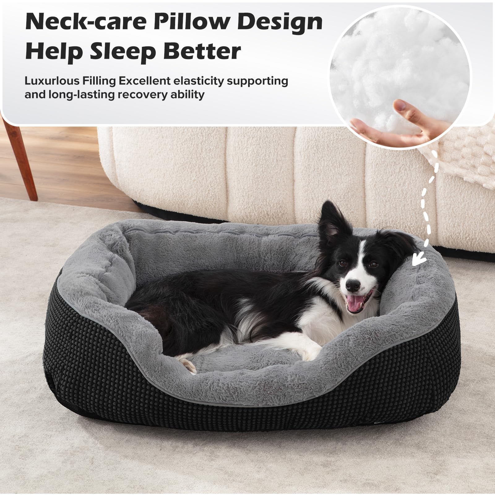 INVENHO lit-chien-bolsters-larges assure un support latéral confortable.