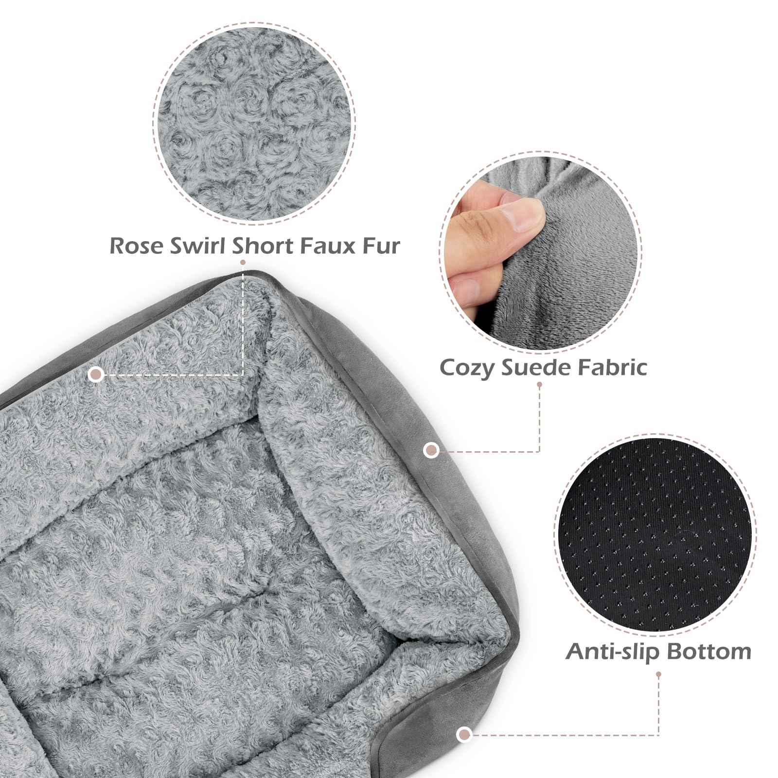 INVENHO lit-chien grand rectangle, base antidérapante assurant la stabilité.