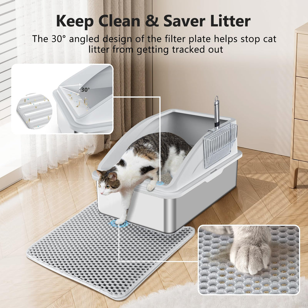 INVENHO litière XL, dimensions 23,2 x 15,7 x 12,2 pouces, espace confortable pour chats.