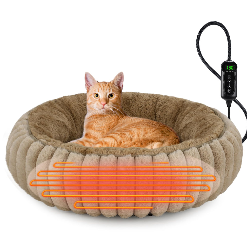 INVENHO Nid donut chauffant pour chats et petits chiens, chaleur douce et sécurisante.