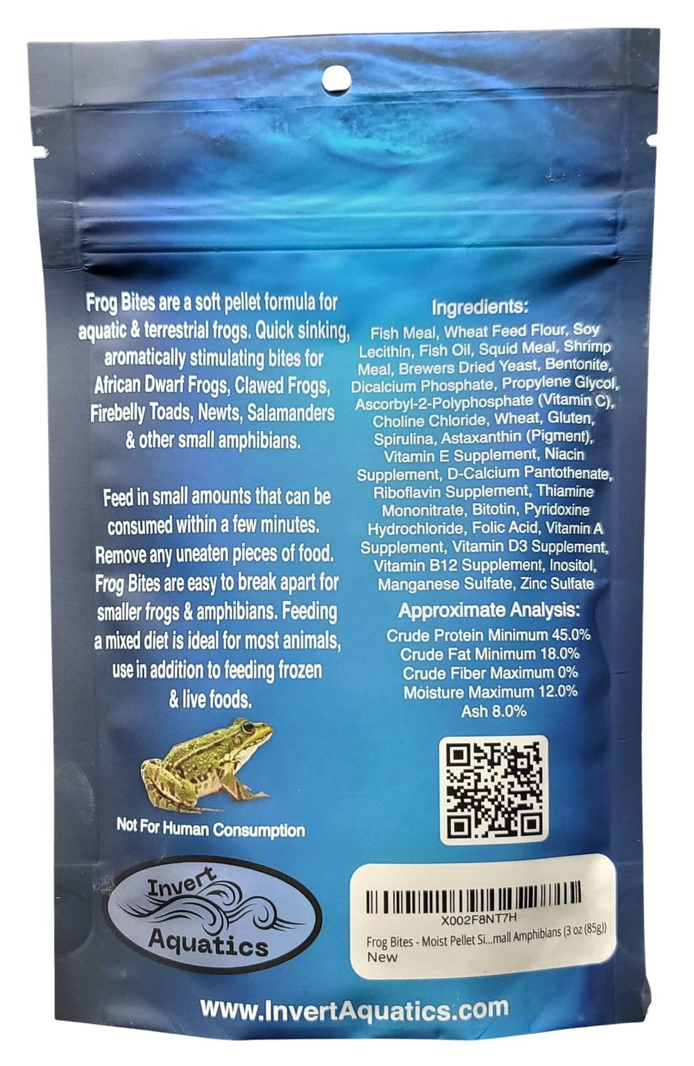 Invert Aquatics Frog Bites: emballage pratique et nutrition quotidienne pour vos amphibiens.
