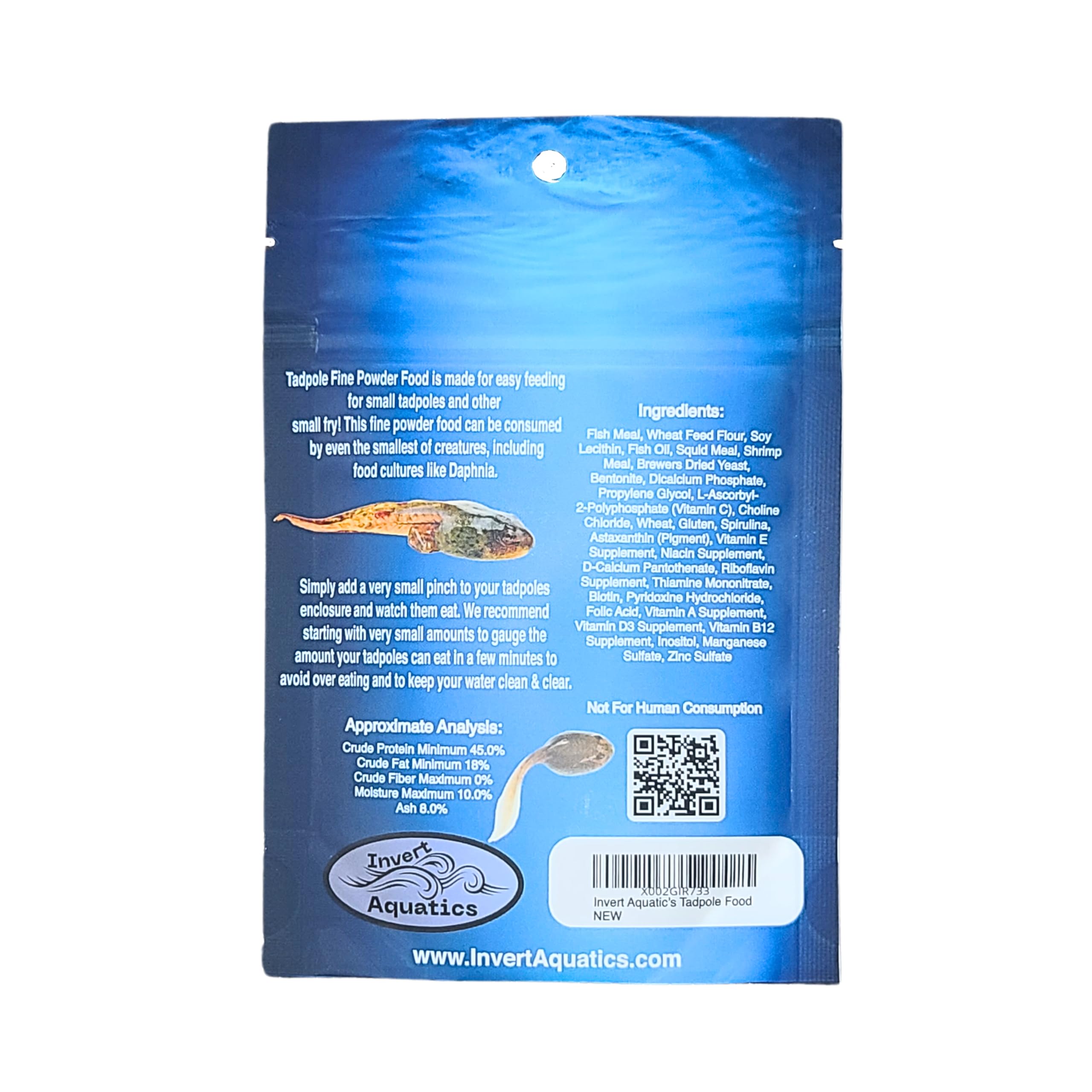Invert Aquatics – poudre fine algues pour têtards, soutient le régime varié et les cultures vivantes.