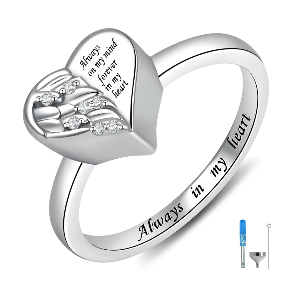 IOHUPCI anneau urn coeur ailes ange: symbole durable de souvenir.