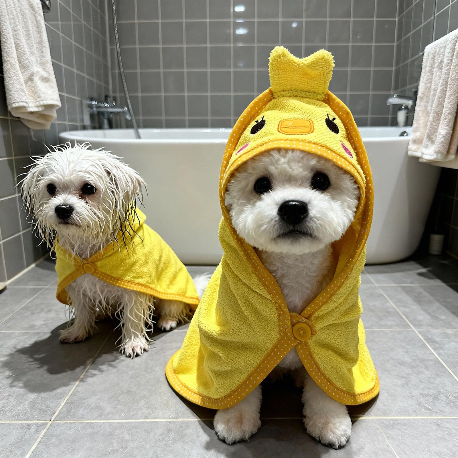 Lavage machine IOICYBF, entretien facile robe chien jaune.