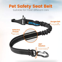 IOKHEIRA ceinture chien bungee elastique amortit les secousses et protège pendant les freinages.